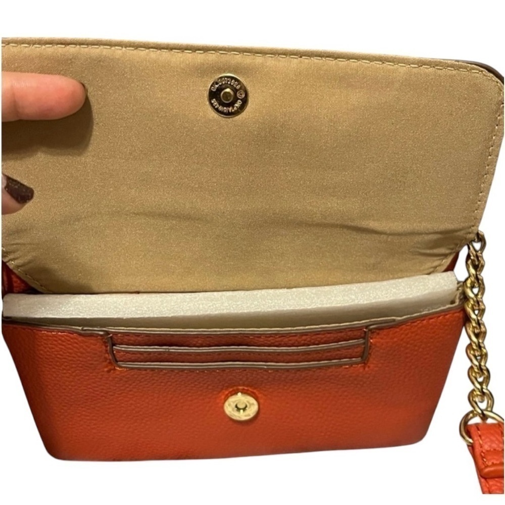 NANETTE LEPORE MSRP $39 Crossbody Bag with Suede Flap & Vegan Leather in Pumpkin - Picture 6 of 10